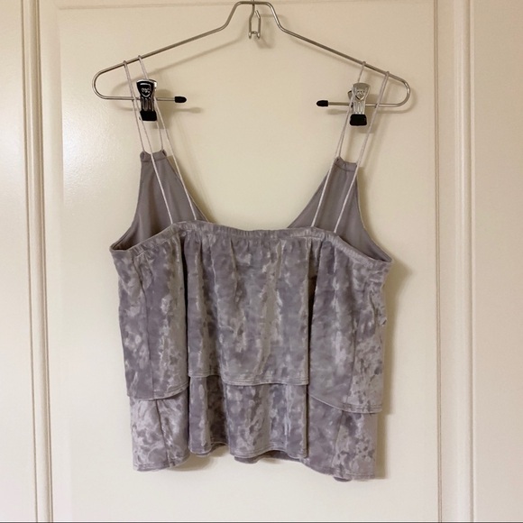 Express Grey Lavender Crushed Velvet Peplum Ruffle Cami - Picture 3 of 3